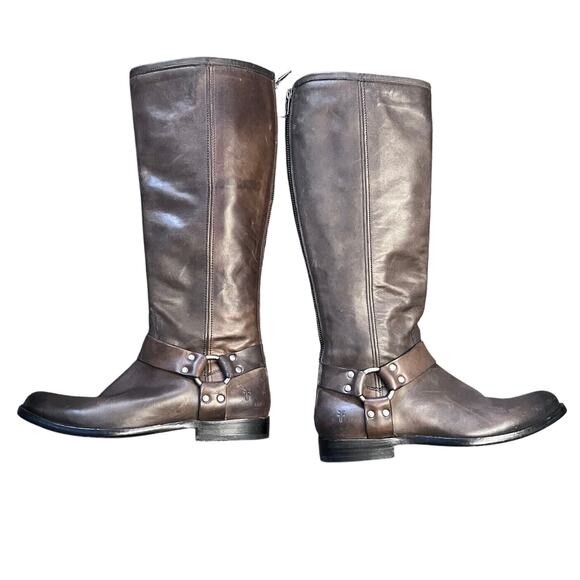 Frye Boots Womens 7.5 Brown Harness Tall Phillip  Leather Riding Classic Work - Picture 8 of 10